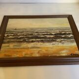 Signed marine painting on hardboard
