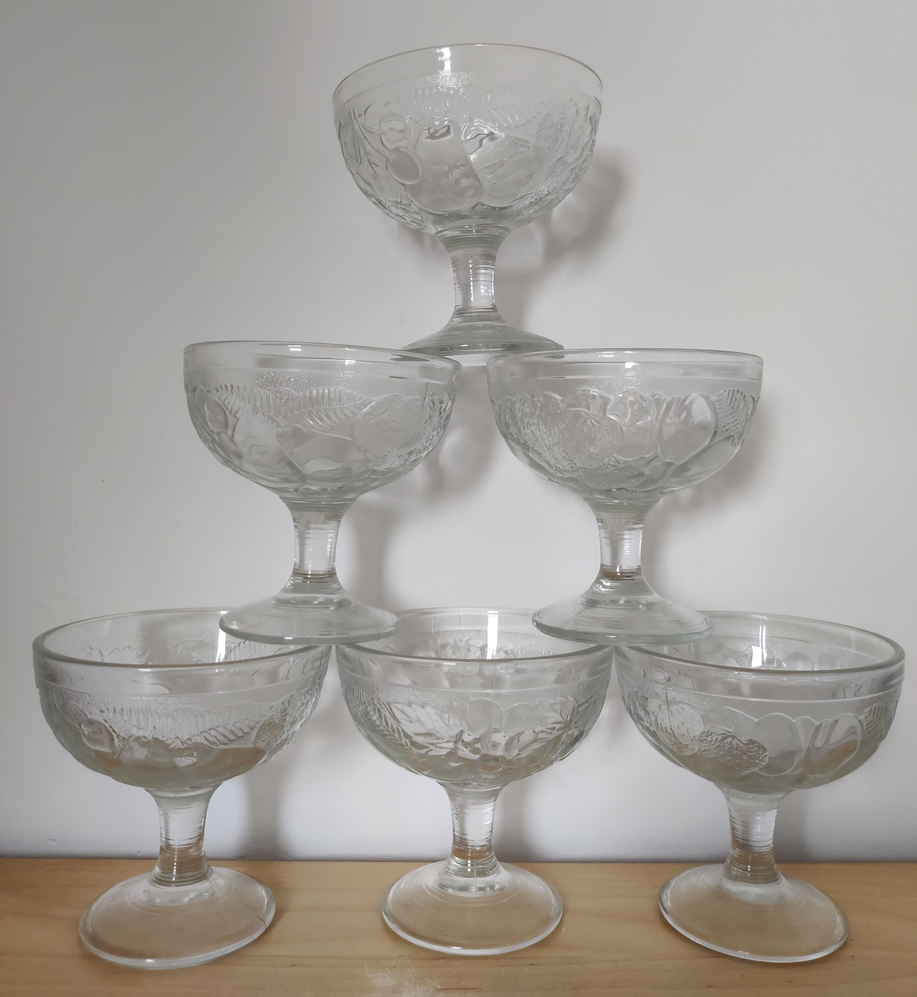 set of 6 thick glass ice cups decor vintage fruits
