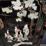 Chinoiserie-style cabinet. Inlaid with steatite, jade, marble, and ivory.