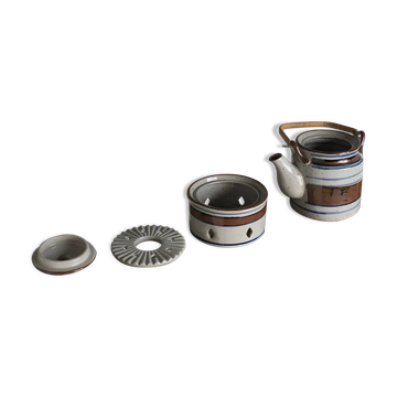 Mid-century striped ceramic teapot set | Scandinavia