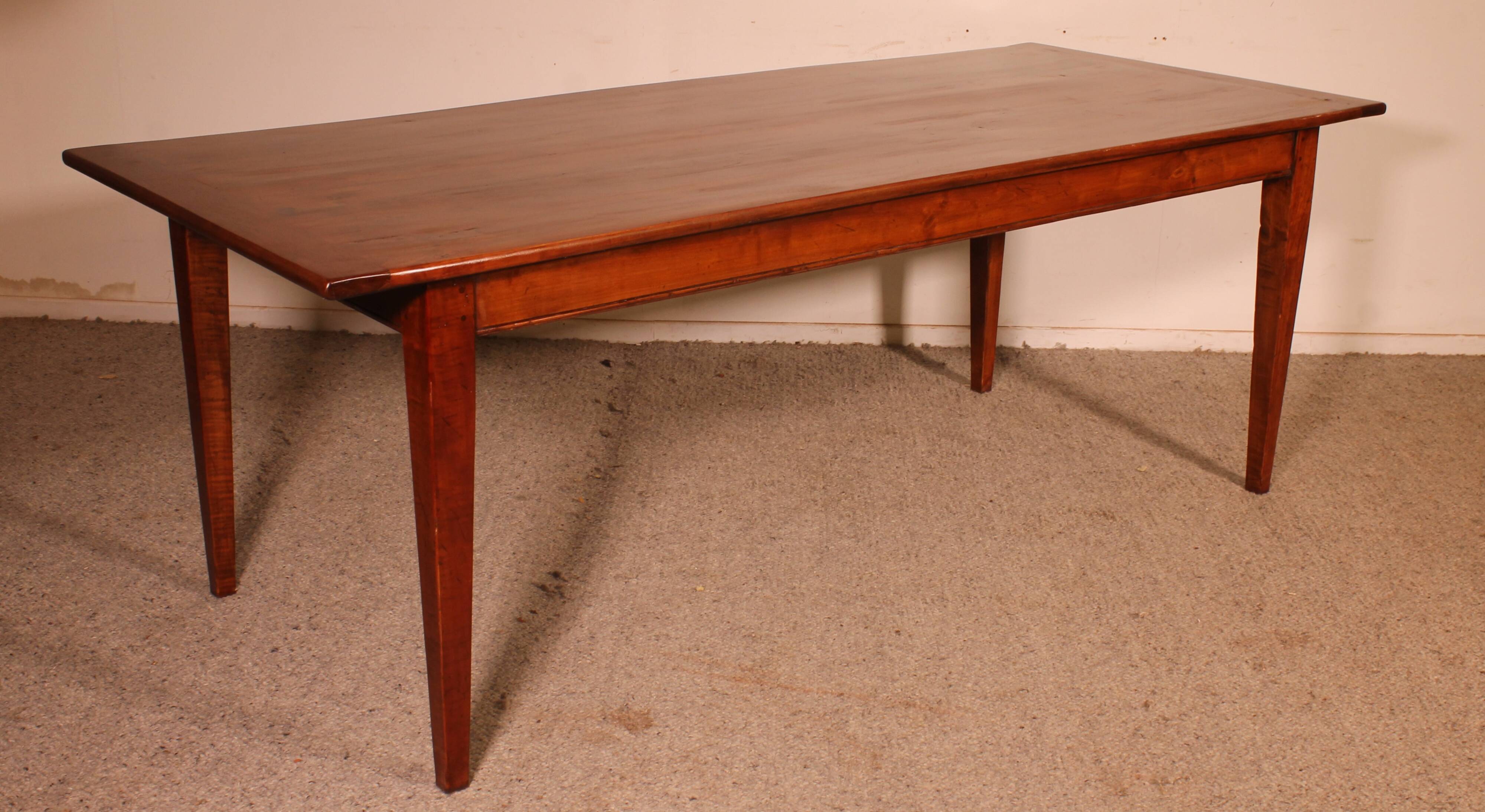 19th Century Refectorial Table in Cherry Wood with a width of 92cm