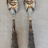 Silver plated salad servers serving cutlery