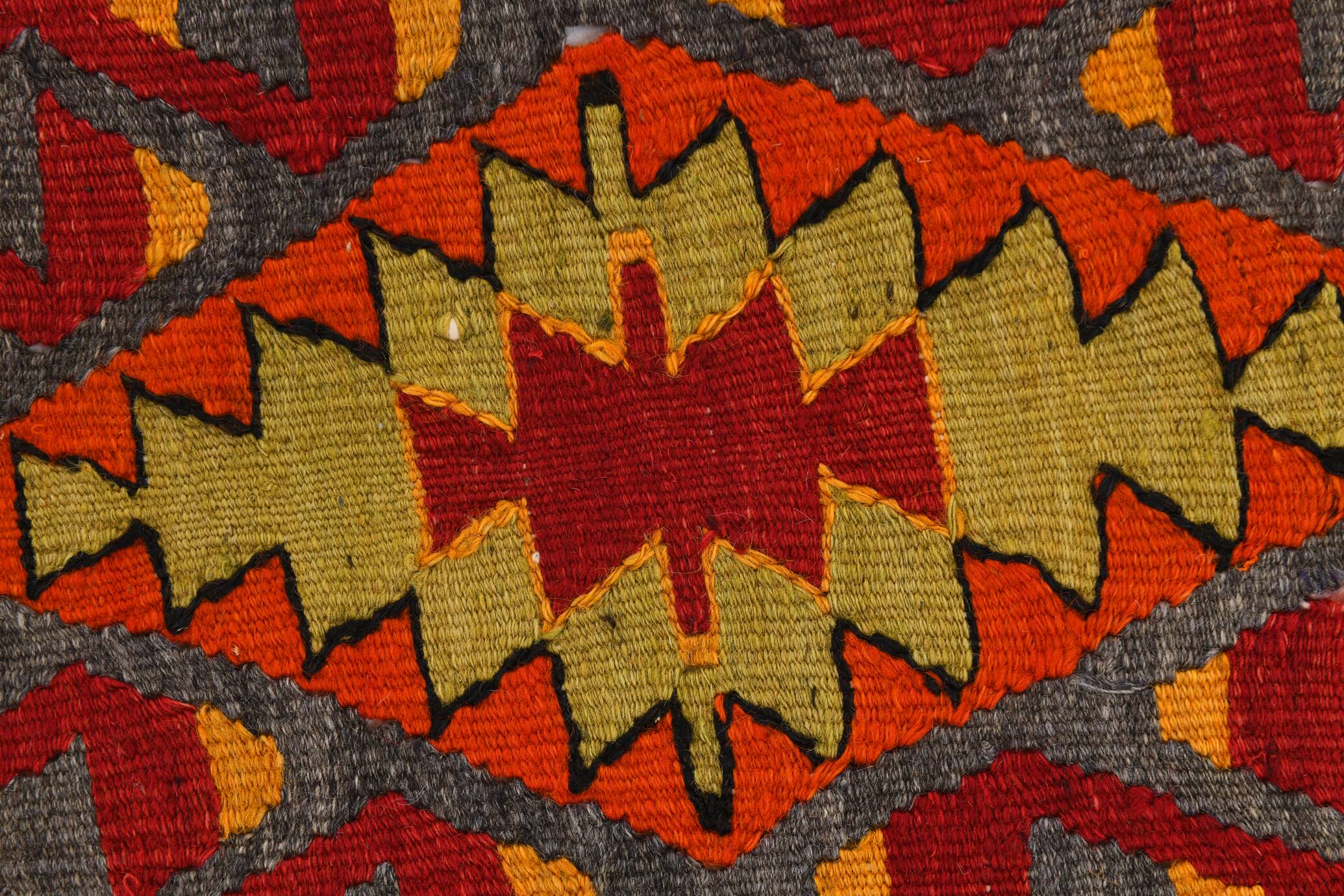 Turkish Red & Orange Tribal Vintage Kilim Rug, 168x295Cm