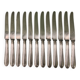 12 dessert knives | with lion | crossed ribbons model | steel blades
