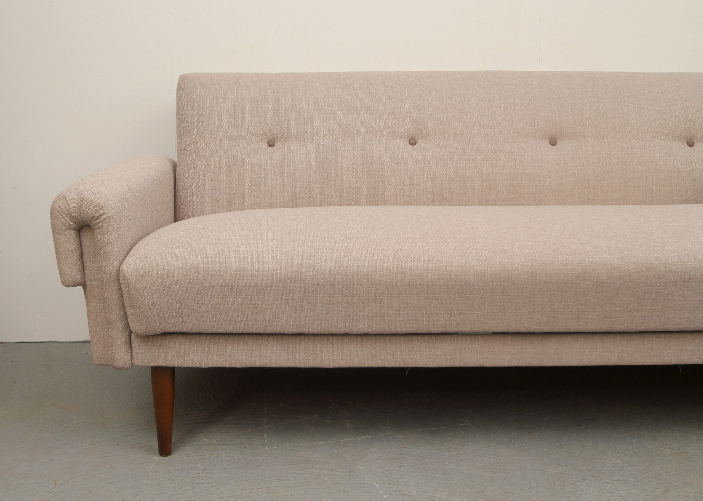 Scandinavian 3-seater sofa in beige, completely restored