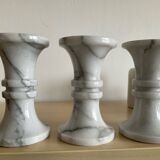 Set of 11 Carrara marble candlesticks from the 70s