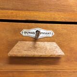 Old curtain oak wheeled box 1950