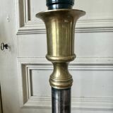 Lamp base in brass and chrome-plated steel