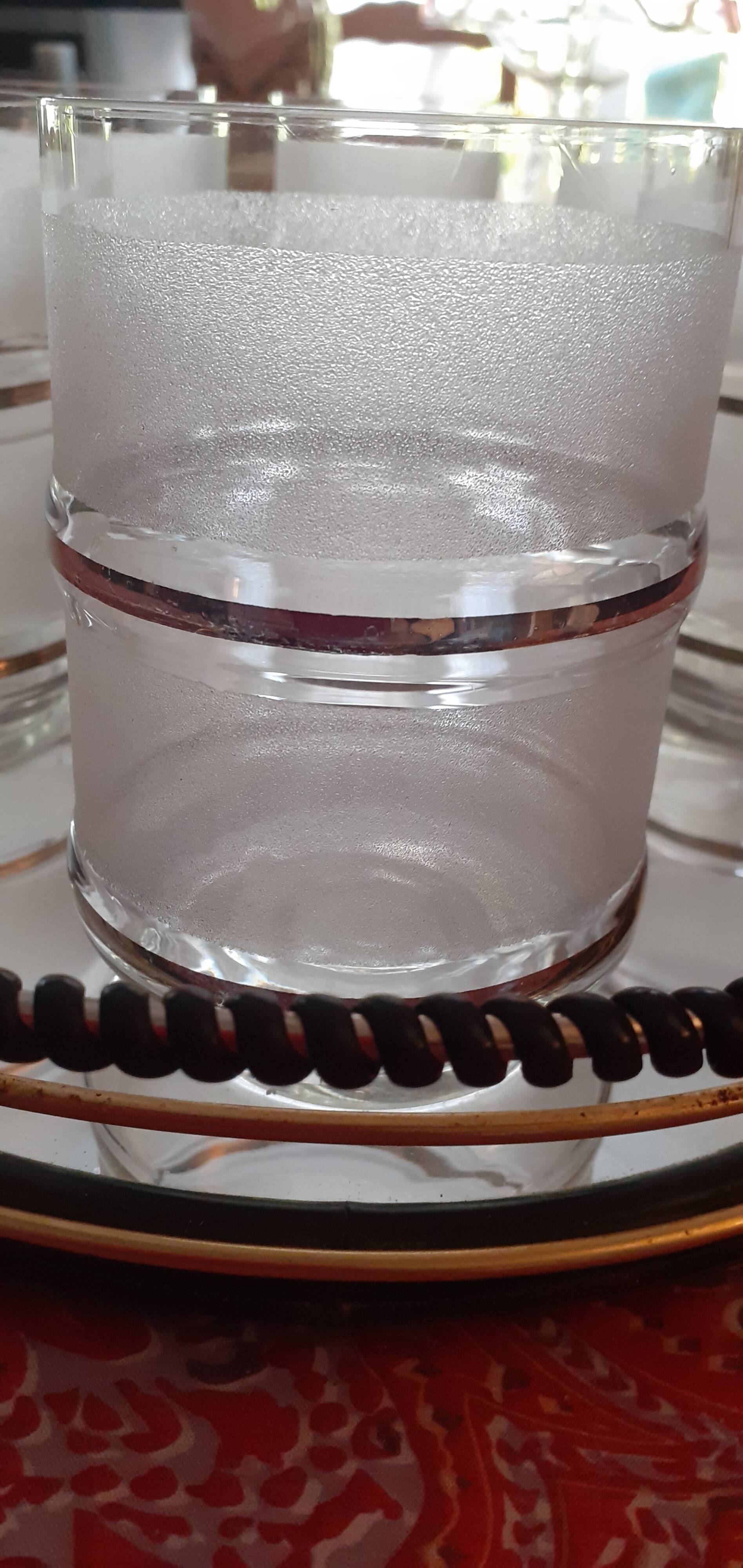 Vintage gilded and ganulated glasses, and their tray