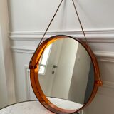 mirror cap brown orange design plexi and leather strap Made in France 1974