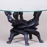 Table pliante art déco sculptée dans une pièce de bois d’ébène, années 1930, Afrique