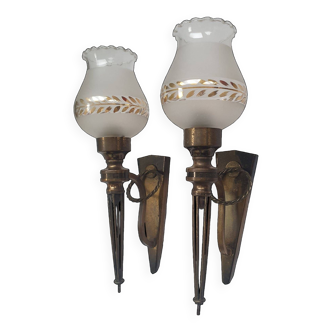 Pair of 1950s Empire style torchlight sconces