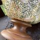 Rare lancel footed bowl in ceramic and wood with jungle decoration, made in italy