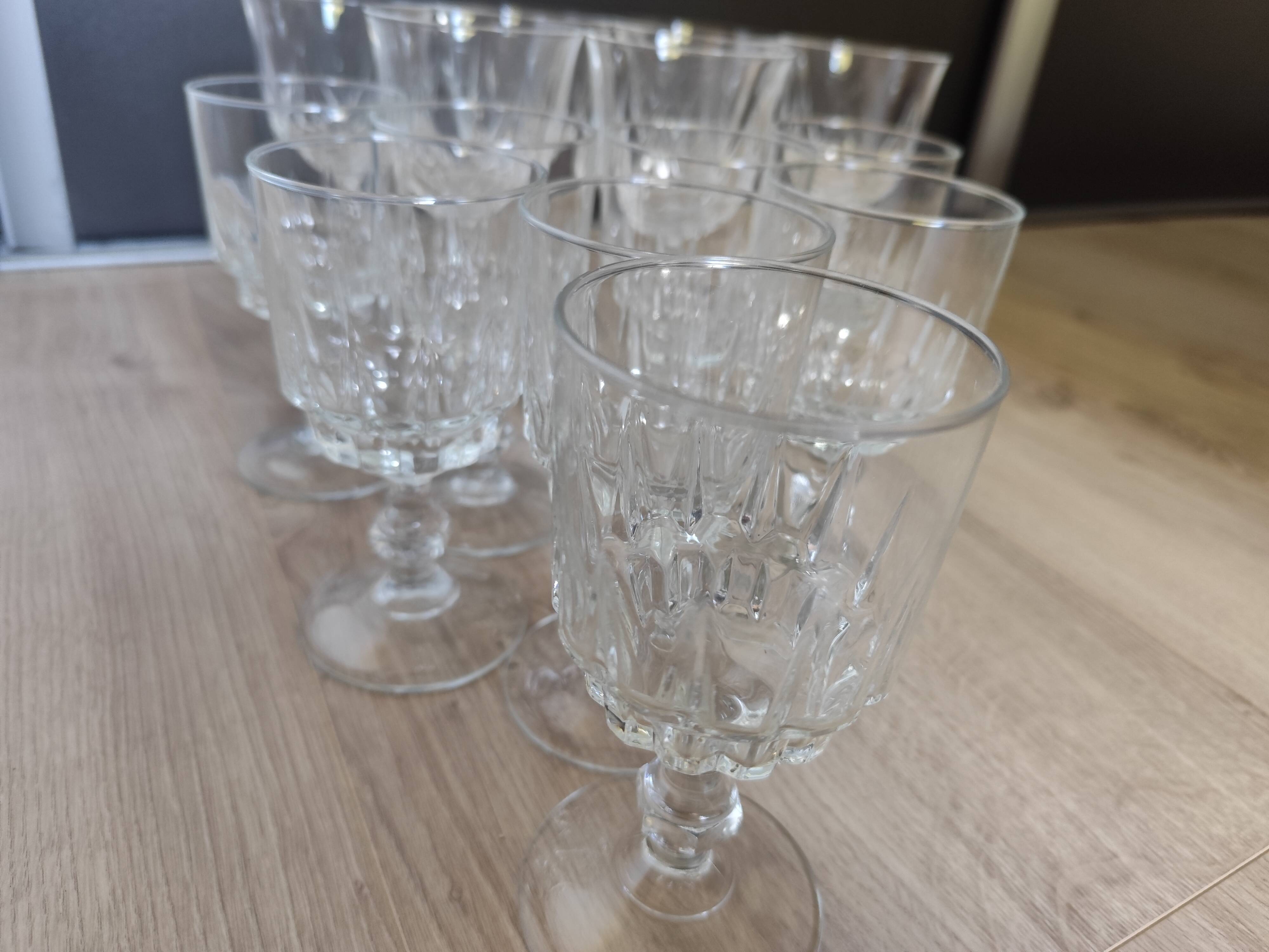 Set of 6 large stemmed glasses + 8 small Cristal d'Arques Water & Wine 1970