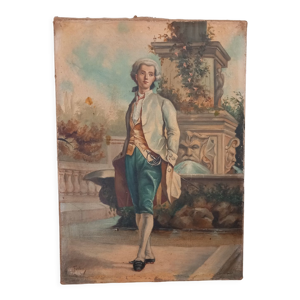 Tableau huile portrait homme de
