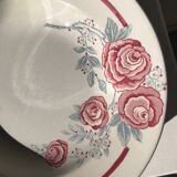 8 vintage Avranches earthenware plates decorated with roses