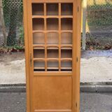 Parisian glass-fronted wardrobe in light wood from the 1960s.