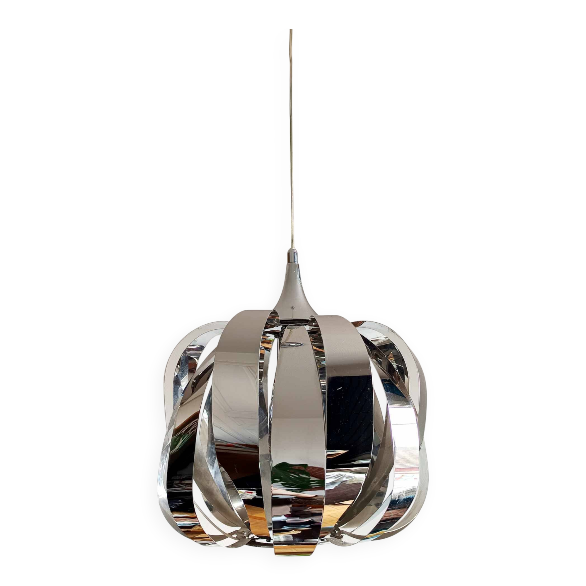 Suspension space age métal chromé