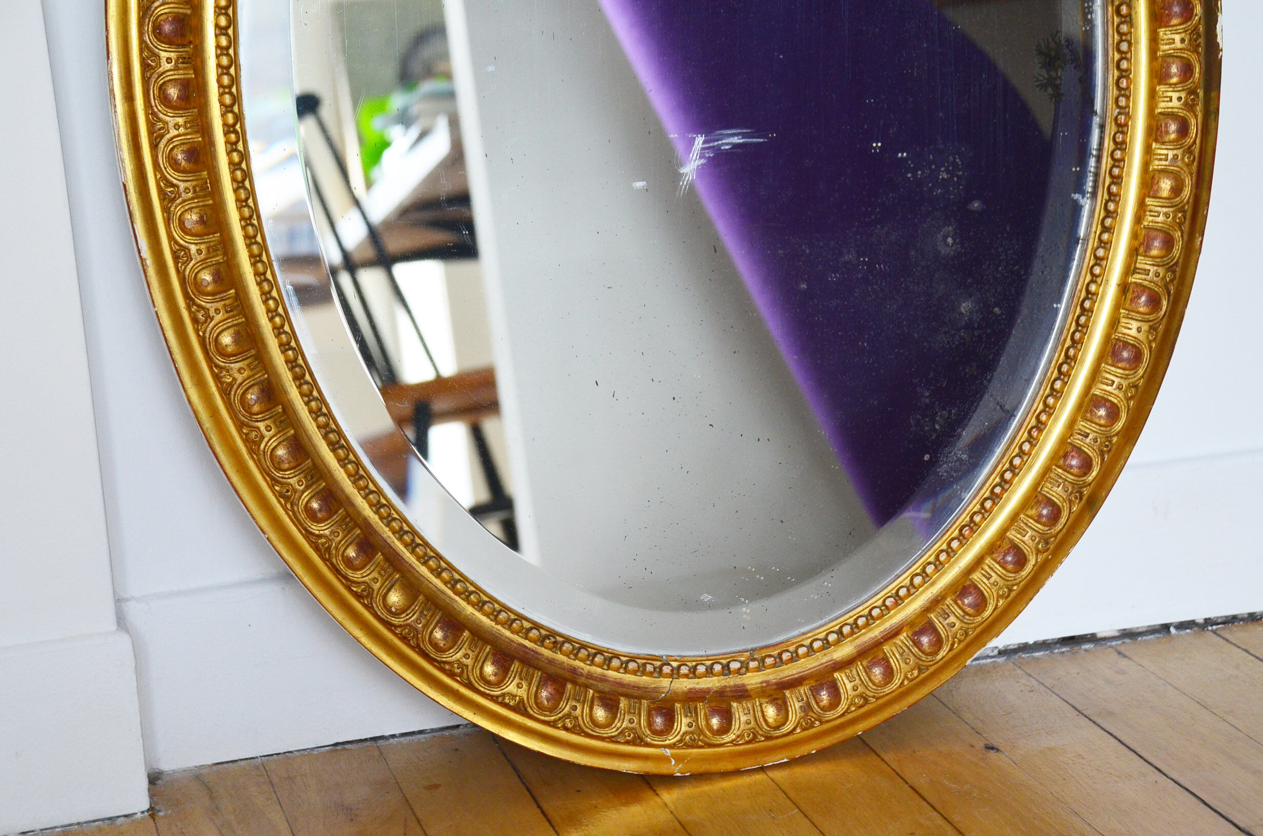 Mirror oval medallion 19th 90x61cm style Louis XVI