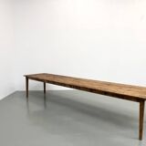 Large XXL farmhouse table in solid pine with 1950s tapered legs.