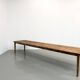 Large XXL farmhouse table in solid pine with 1950s tapered legs.