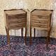 Pair of old Louis XV style bedside tables, in walnut veneer