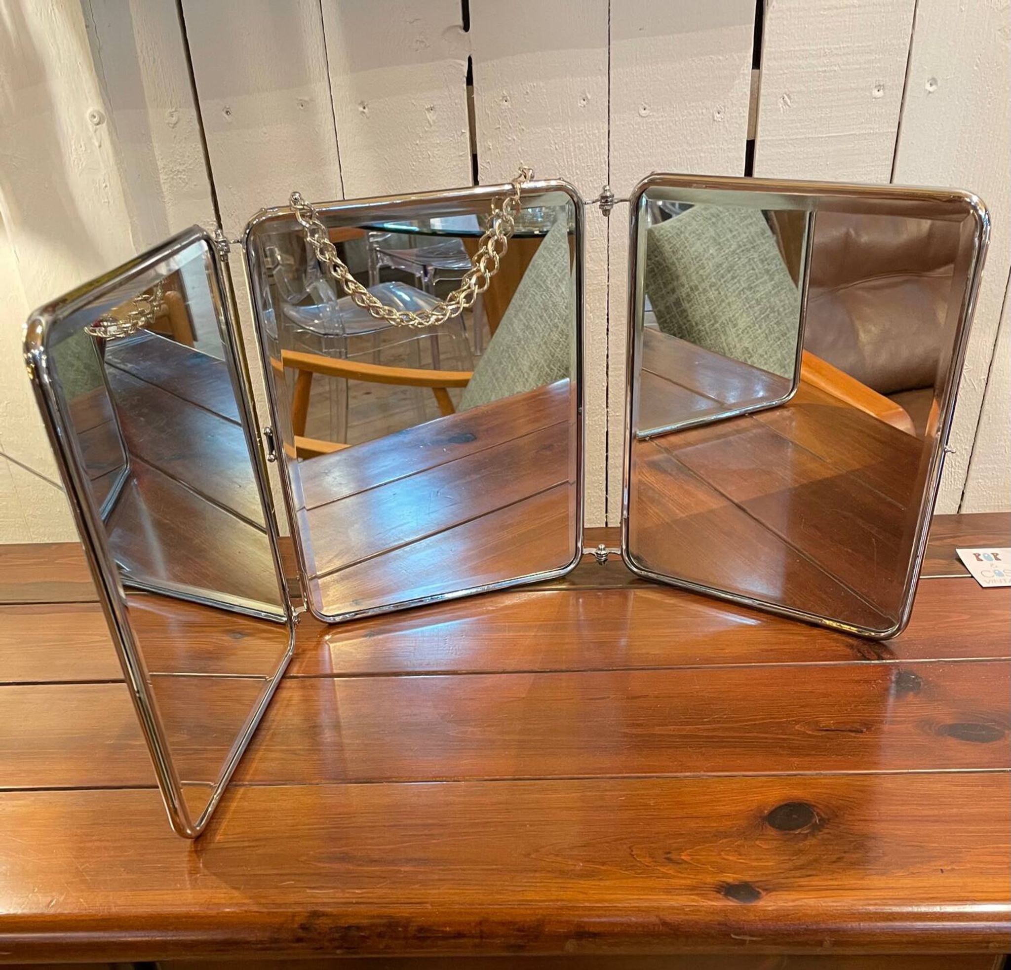 Triptych barber mirror