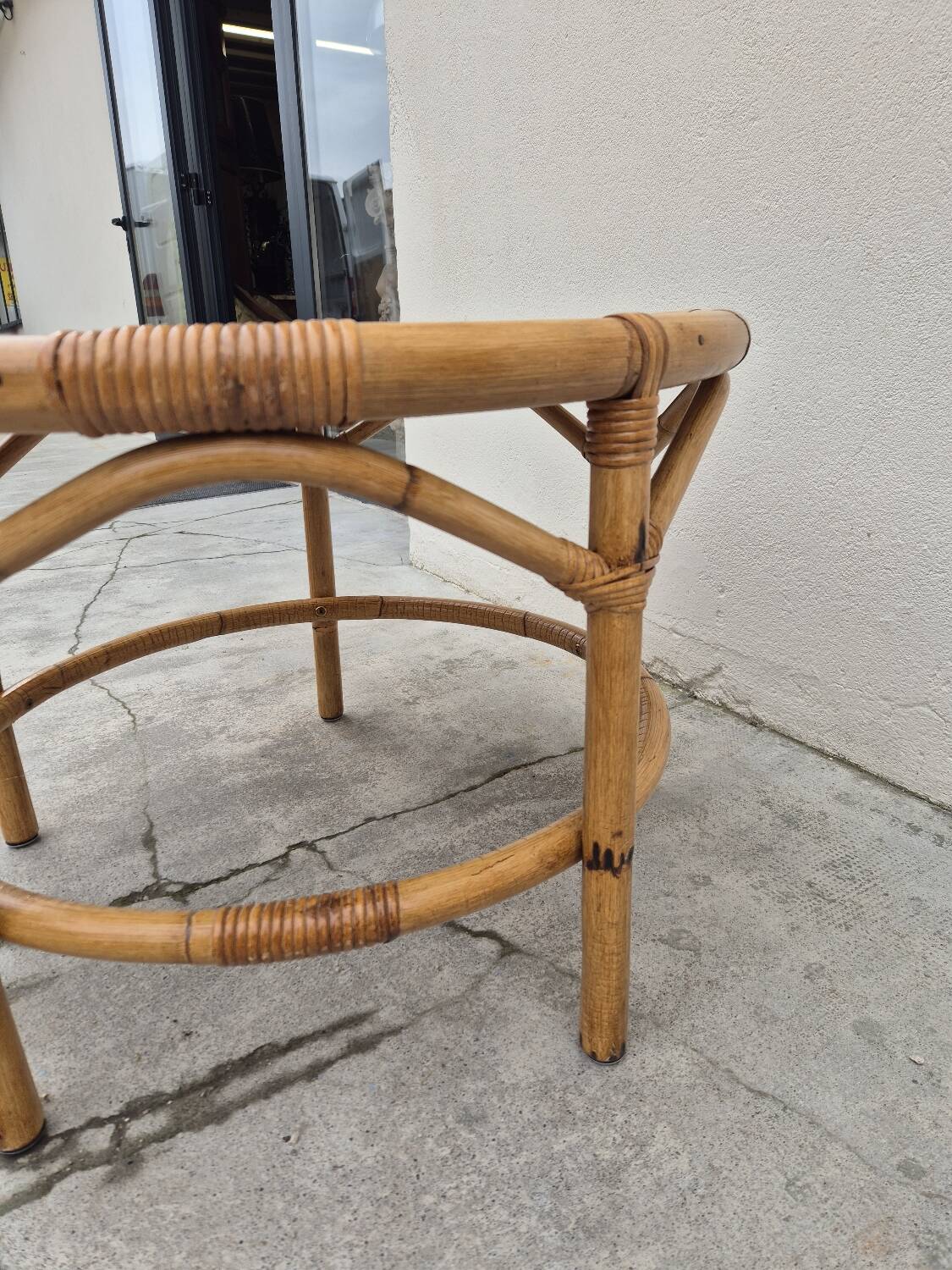 Vintage 1960s rattan coffee table