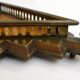 Diamond-shaped wood and brass tray