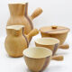 Coffee service in earthenware imitation olive wood by Grandjean Jourdan in Vallauris
