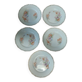 Dessert plates, set of five, Creil Montereau iron earth