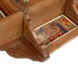 Art Deco wall display case with patinated old teak mirrors and original piece from India