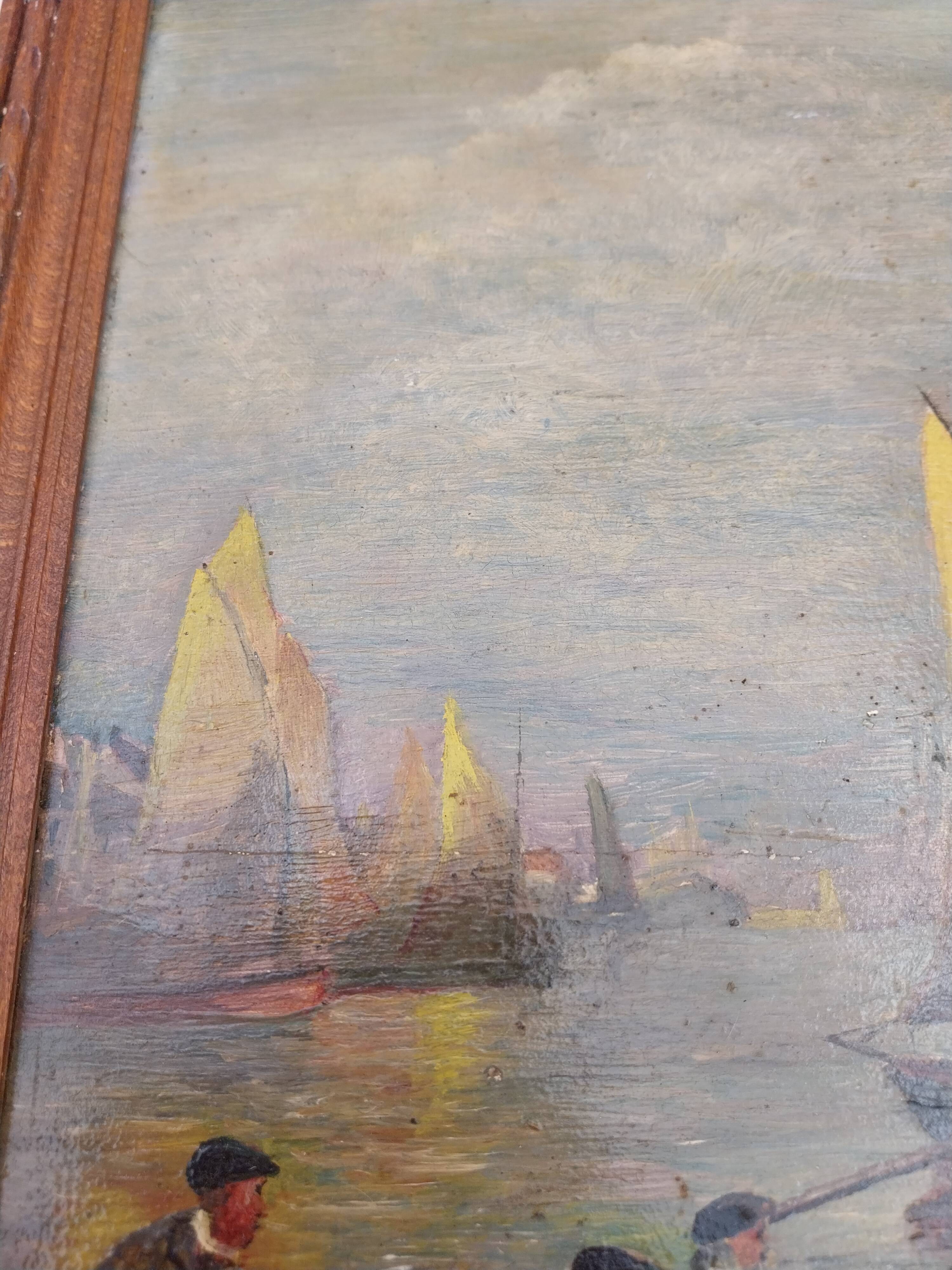 Marine painting oil on hardboard unsigned