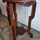 Antique solid wood pedestal table with marble top