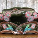 Old Art Nouveau Planter G De Bruyn Vintage Enameled Ceramic