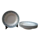 Set of 6 old Sarreguemines Digoin soup plates, Lucie model