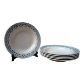 Set of 6 old Sarreguemines Digoin soup plates, Lucie model