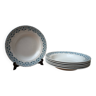 Ensemble de 6 anciennes assiettes creuses Sarreguemines Digoin modèle Lucie