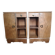 Pair of 1940s bedside tables in flame wood, Art Deco style.