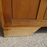 Solid walnut sideboard, moustache legs, black marble top.