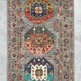 Vintage Caucasian Kazak Wool Runner Rug With Geometric Medallions – 84x300