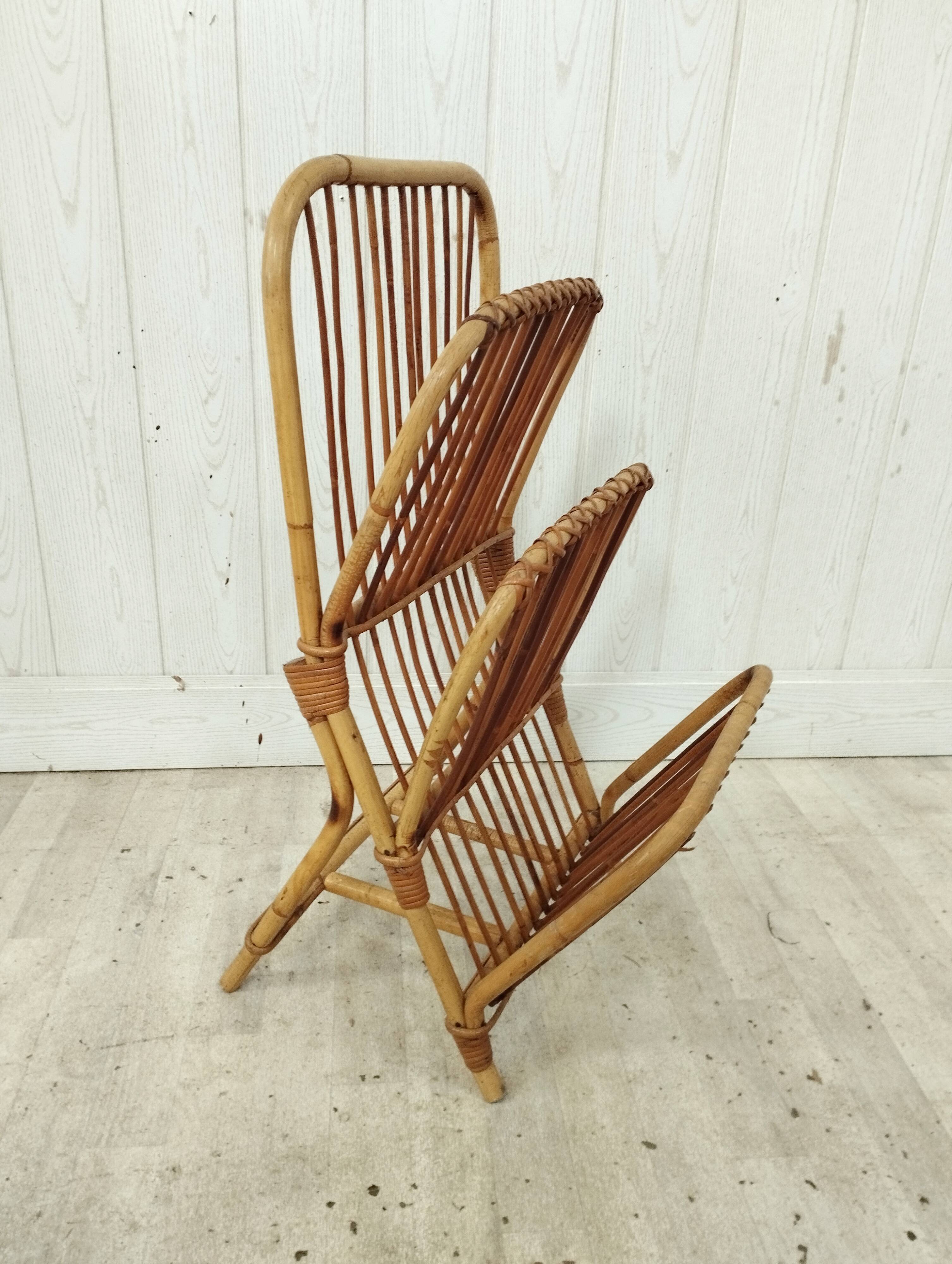 Vintage rattan magazine holder