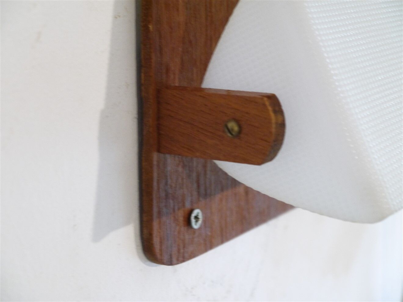 Pair of Scandinavian wall lamps in teak and acrylic 1970