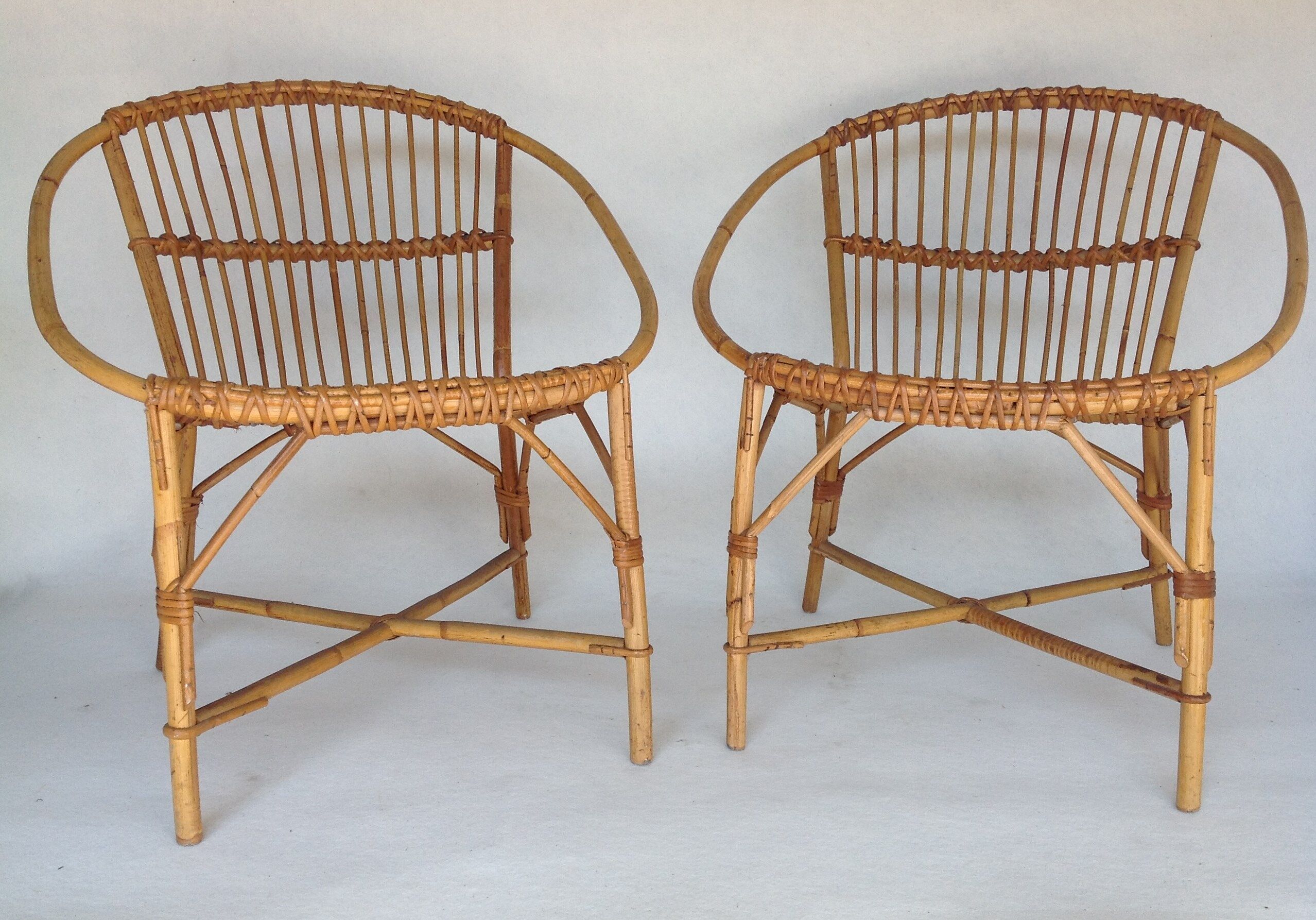 Paire de fauteuils rotin vintage