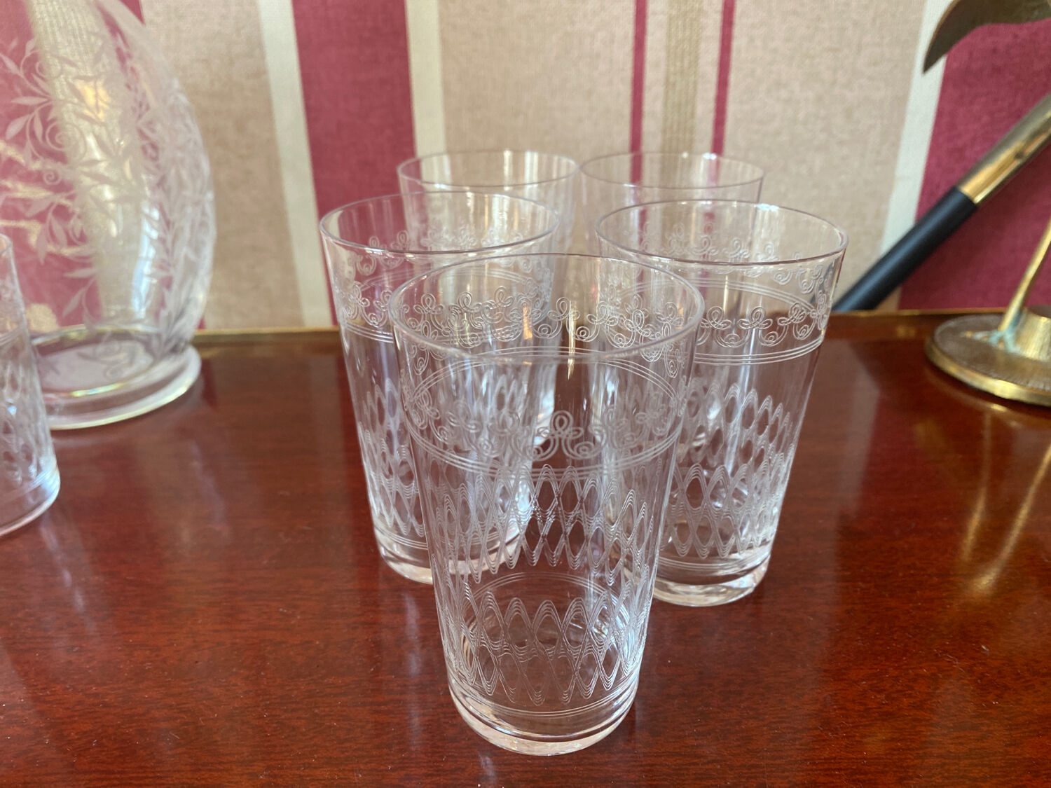 9 glasses baptism crystal engraved