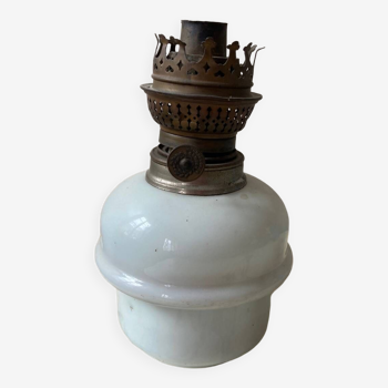 White opaline oil lamp
