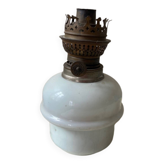 White opaline oil lamp