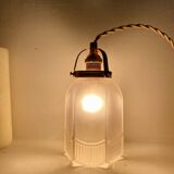 Glass portable lamp, 2 M braided fabric cable, porcelain rosette