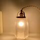 Glass pendant light, 2m braided fabric cable, porcelain ceiling rose