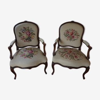Paire de fauteuil a la reine style Louis XV